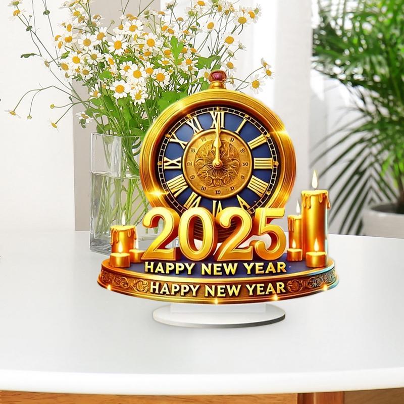 2025 Happy New Year Decorations Clock Figurine Spring Festival Decorations 2D Acrylic Clock Sculptures Spring Festival