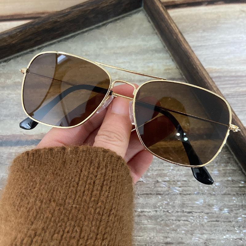 Premium Brown Luoyi Sunglasses, Metal Wind Double Beam Driving Outdoor Versatile Sunglasses