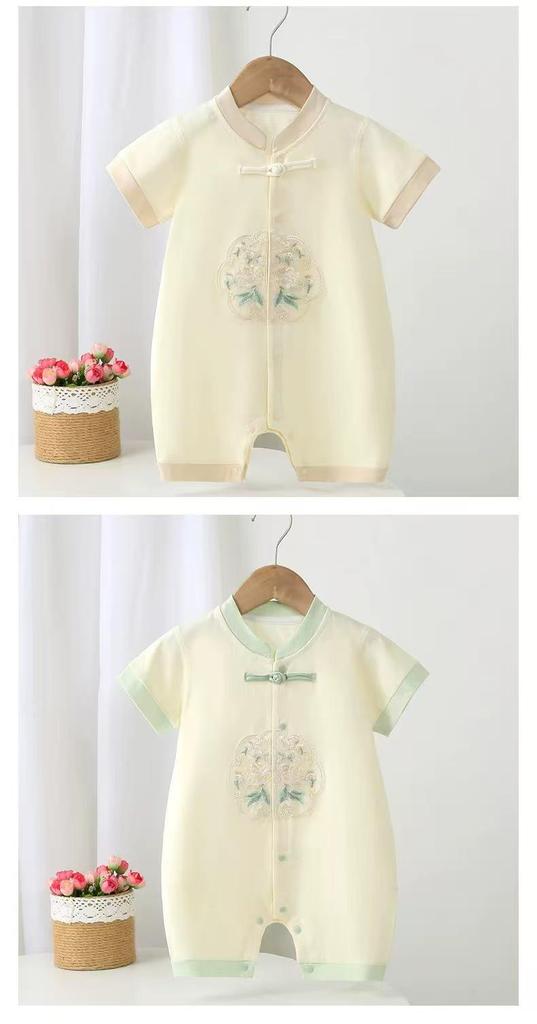 Chinese Trendy Embroidery Infant Jumpsuit - Summer Style Boneless Crawling Bodysuit