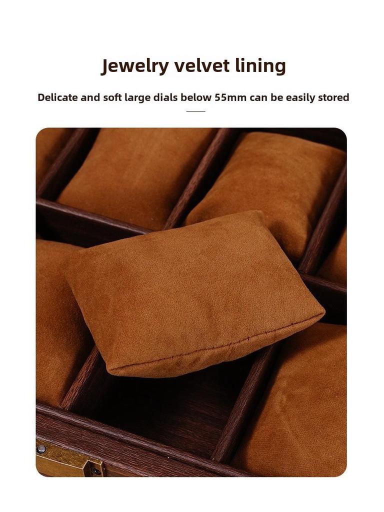 Exquisite Vintage Wood Grain Leather Watch Box with Dustproof Glass Lid for Wristwatch Display and Storage.
