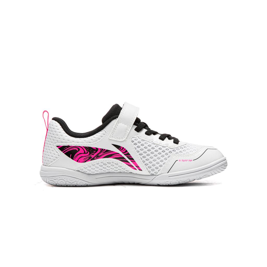 Li Ning Table Tennis Series Mesh Qilin 3.0 Velcro Design Training Shoes Kids sneakers White Black Fluorescent-Pink APPV019-9
