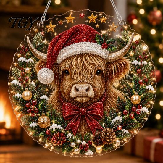 Acrylic Christmas Ornaments Faux Pearl Art Hanging Ornament Kit, Glowing Holiday Decor Festival Set for Tree Window, DIY Festive Pendant Home