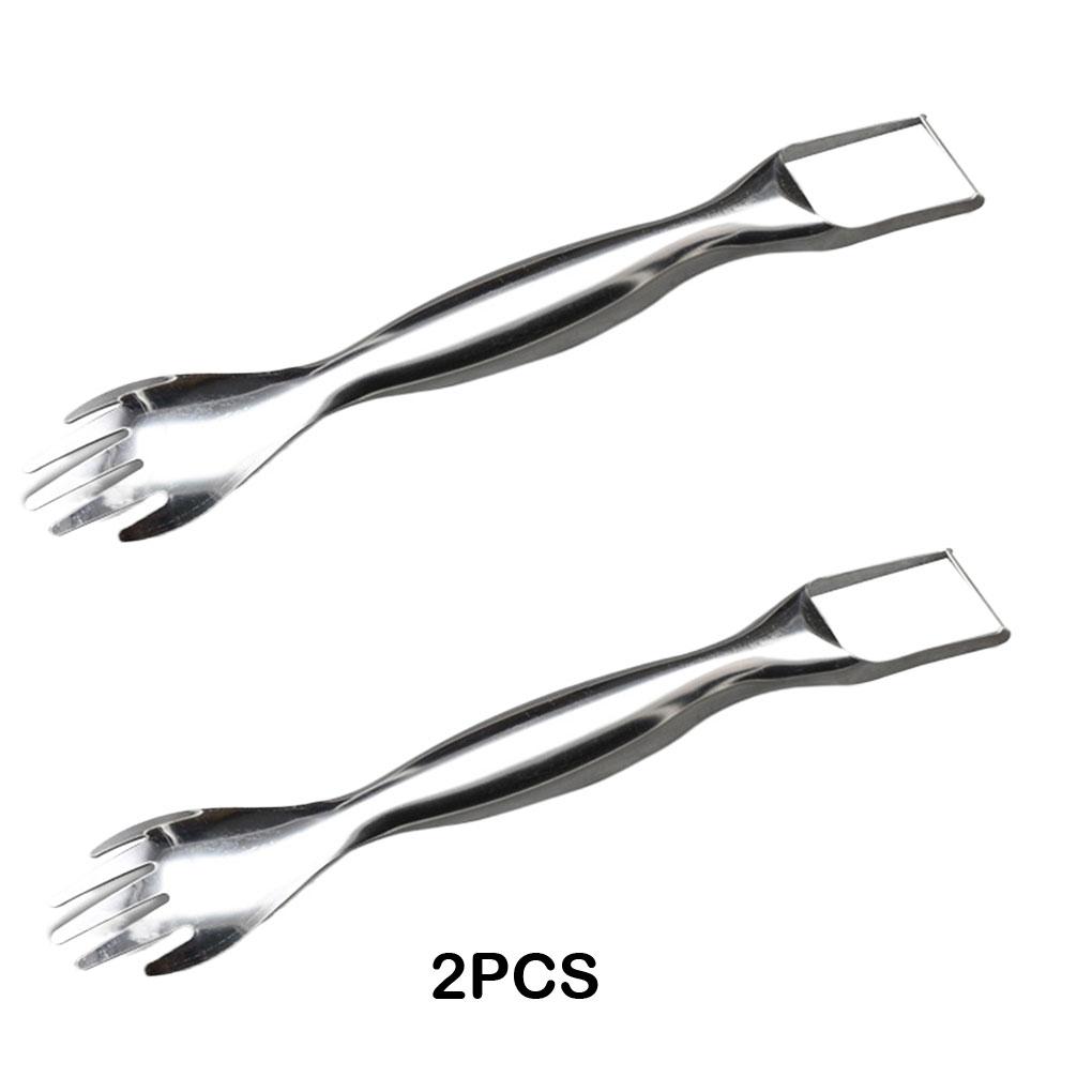 2pcs Stainless Steel Fruit Slicers Fork Easy Durable Convenient 2-in-1 Stainless Steel Fruit Slicers