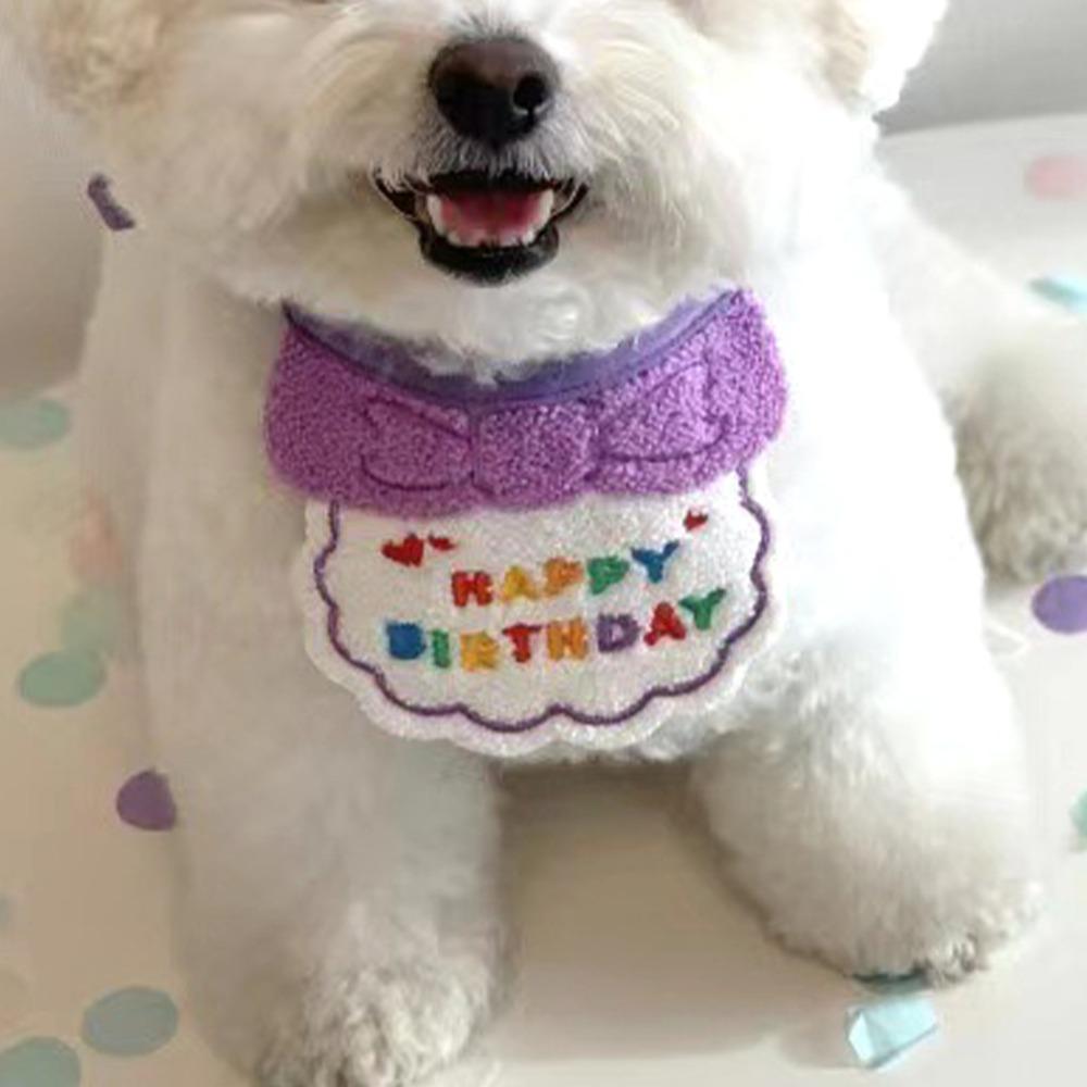 Vibrant Print Pet Birthday Bib Soft Fabric Dog Party Outfit Pet Birthday Hat Pet Photo Taking