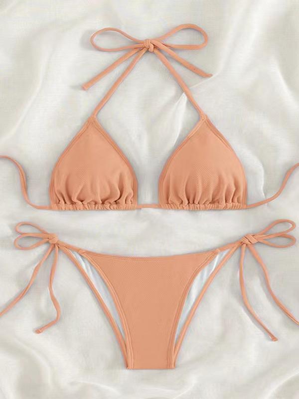 Women's European & American Push-Up Bikini Set: Sexy Drawstring Tie-Up Design