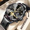 Luxury Men Wristwatch Quartz Waterproof Luminous Moon Phase Chronograph Leather Man Watch Male Reloj