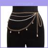Elegant Pearl Waist Chain For Women Summer Dress Satin Metal Accents With Tassel Detail
