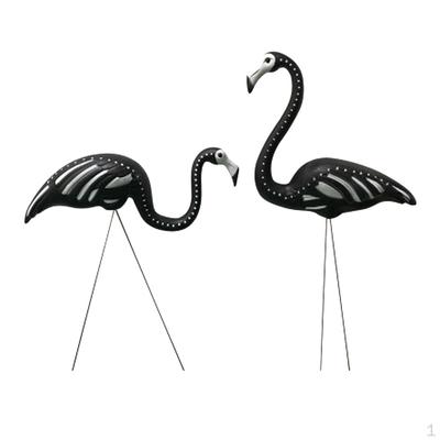 Opakowanie 2 sztuk, 30 cali Duża czarna czaszka Flamingo ozdoba ogrodowa/ ozdoby trawnikowe/ tusz