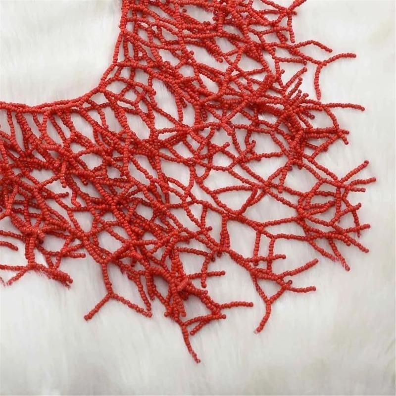 Wielofunkcyjny Ręcznie Robiony Naszyjnik z Koralików Koralowych Elegancki Element Wyrazisty Biżuteria Dodatek dla Modnych Kobiet Pań do Codziennego Użytku