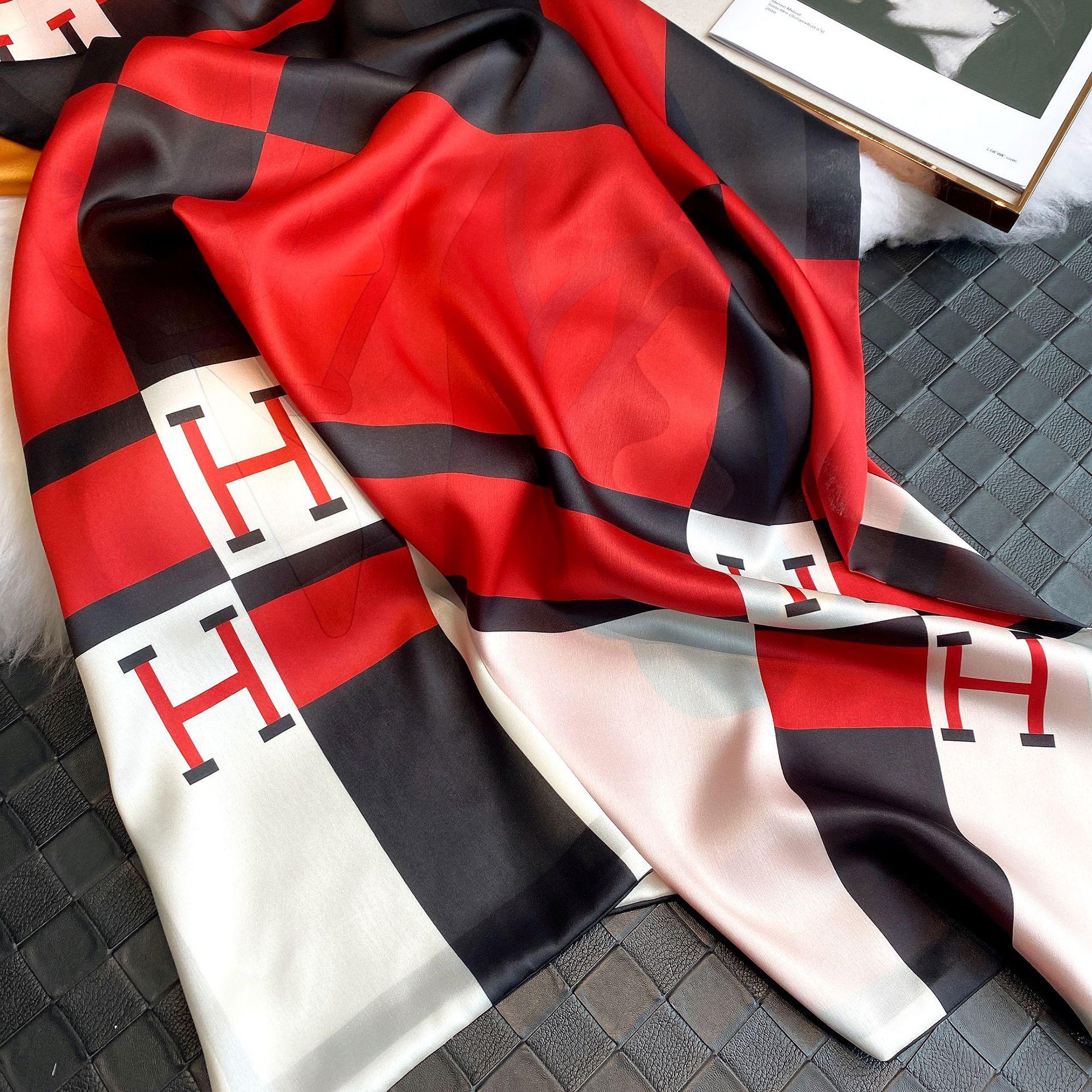 

Высококачественные роскошные шелковые шарфы, повязка на голову, шарфы, шейный шарф для женщин, шелковый шарф с цепочкой, женская декоративная шаль 180-70cm