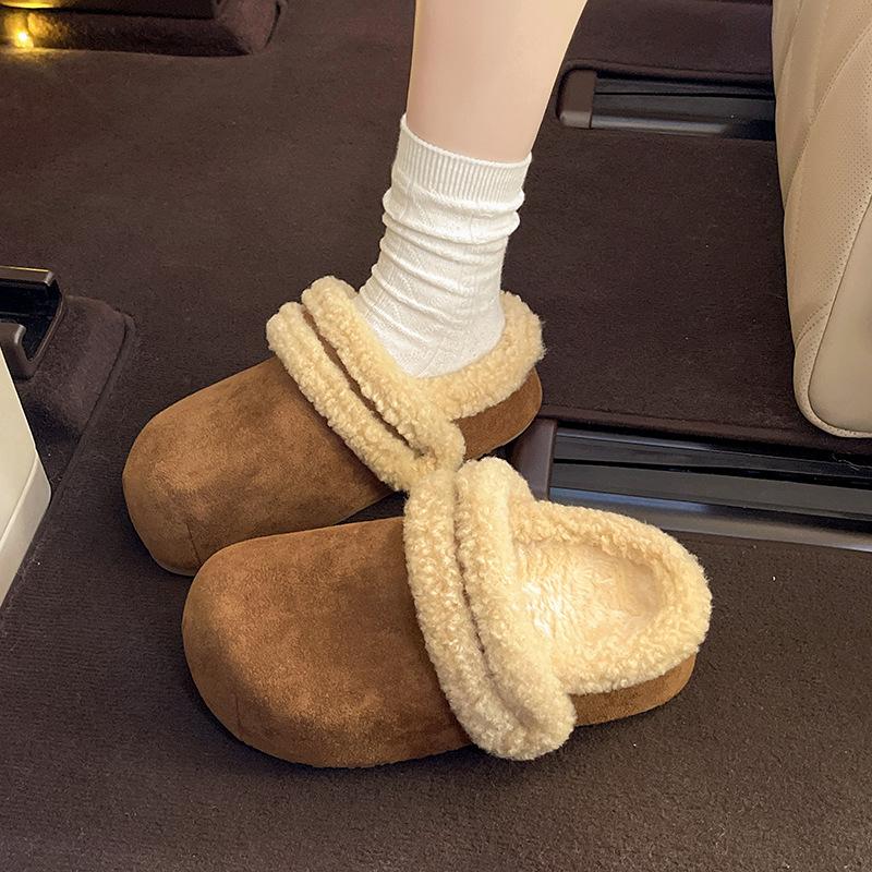 Retro style leopard print bag head half slippers women's 2025 autumn new college style fashion versatile casual Mao Mao shoes