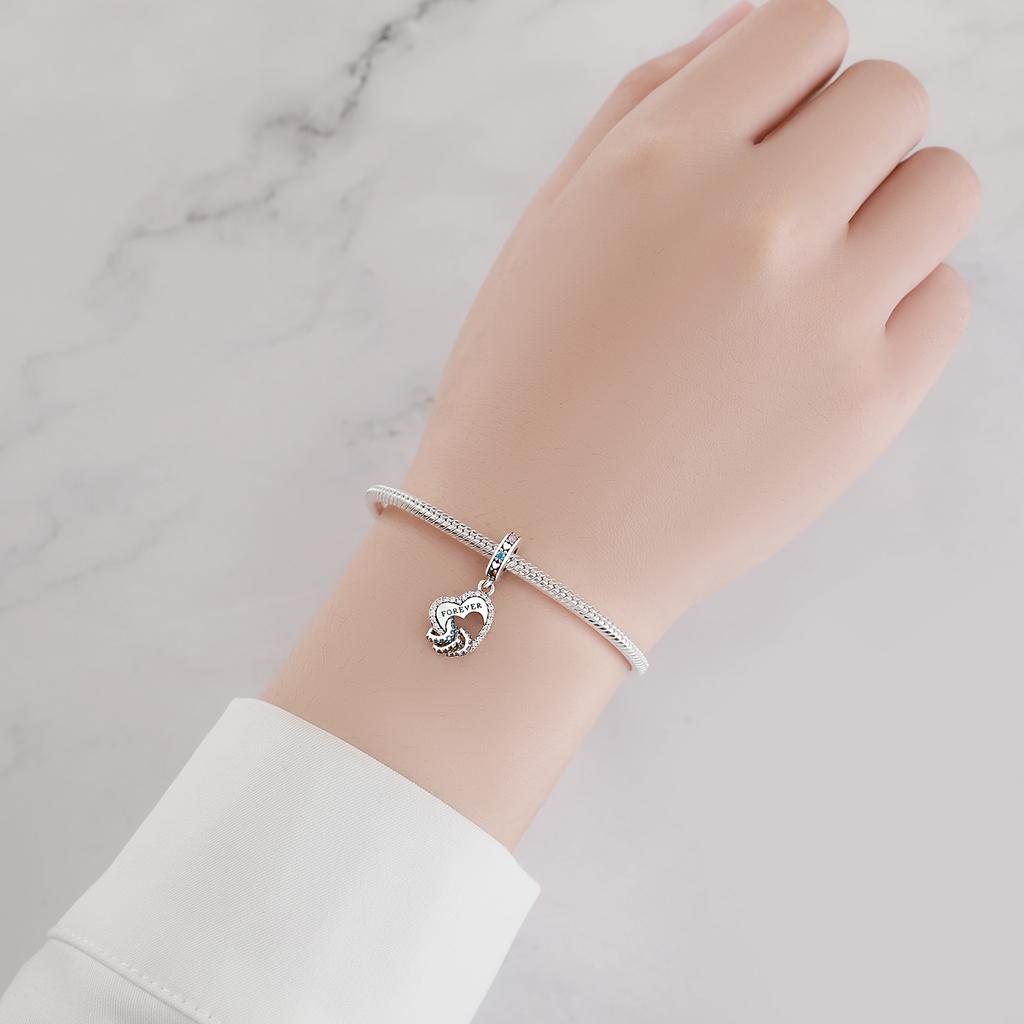 Beads Copper Charms Original Colored Zircon Heart Pendant Beads Fit Bracelet Jewelry Diy Women Fine Gift Accessory