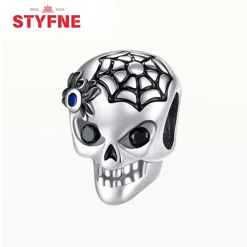Genuine copper Luminous Halloween Charm Bead Charms Zombie Skeleton Dangle Bead Compatible With Authentic Bracelets Do It Yourself Fine Jewellery Gift