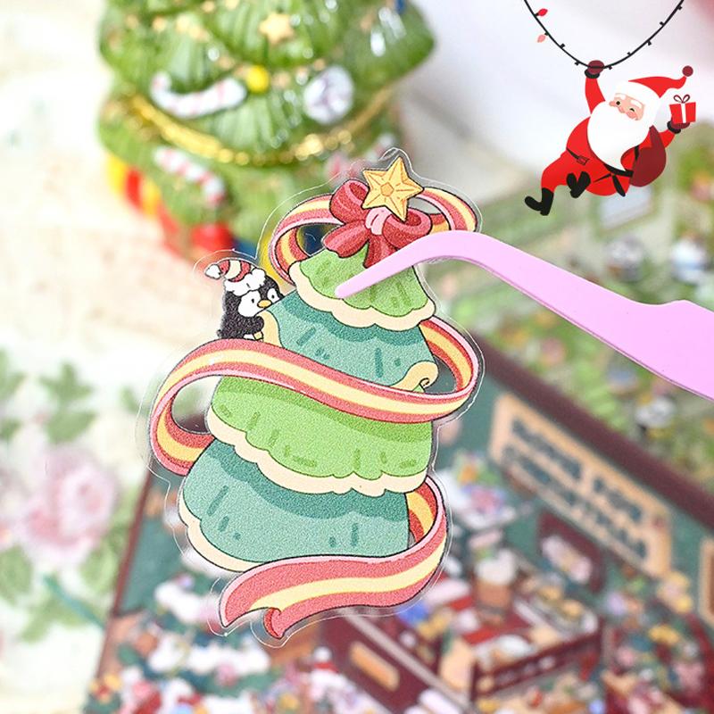 Christmas Theme Diy 3D Sticker Cartoon Pocket Cabin Scene Stacking And Pasting Festival Birthday Gift For Kids Student