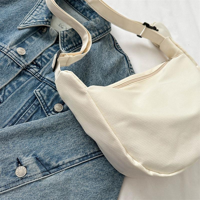 Canvas Bag Women's Crossbody Bag Large Capacity Casual Versatile Dumpling Bag Single Bag College Student Commuting Bag for Class