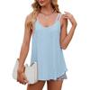 IHUASU Summer Solid Color Crew Neck Shoulder Strap Tank Top for Women