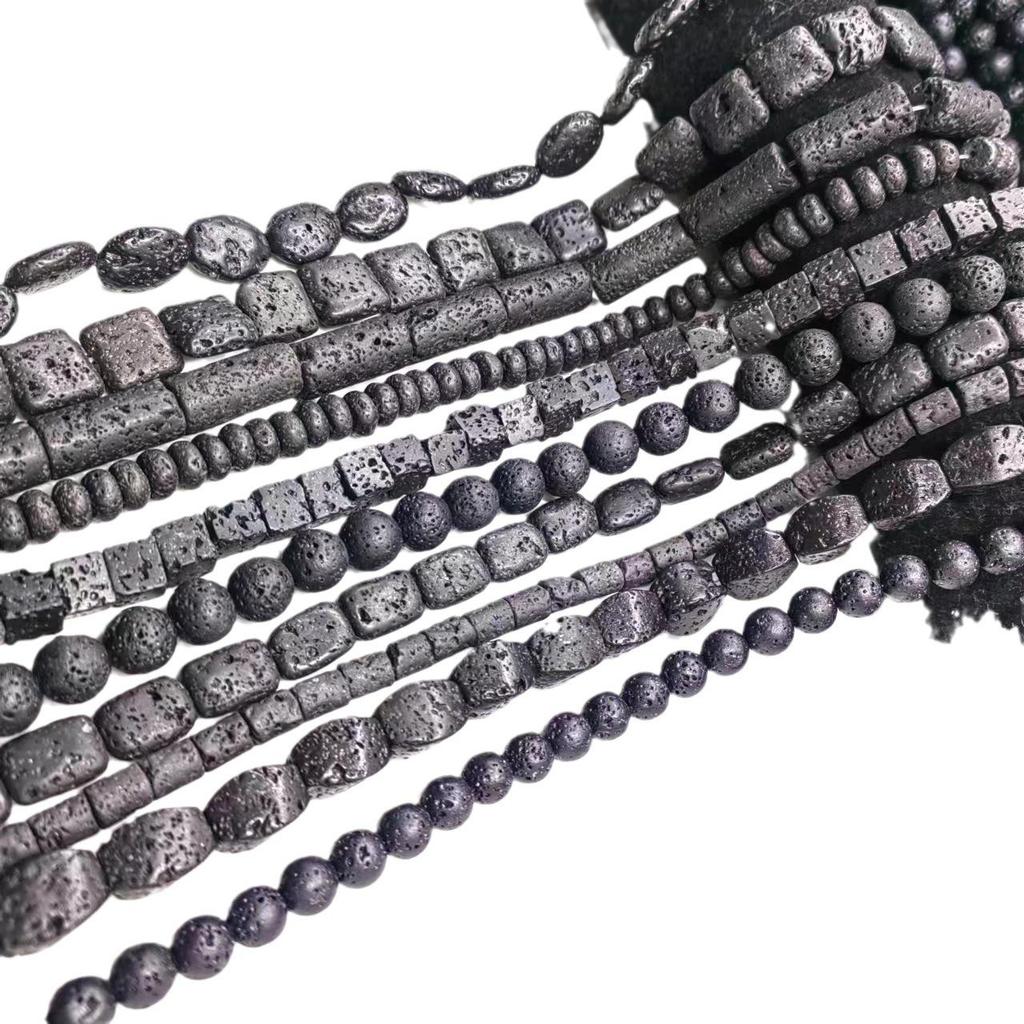 Volcanic Stone Bead Jewelry: Round, Square, Abacus, Rectangular Beads for DIY Bracelets & Necklaces.