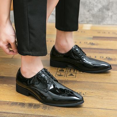 Chaussures de ville en cuir pour hommes avec brides pointues en cuir verni et chaussures en cuir brillant