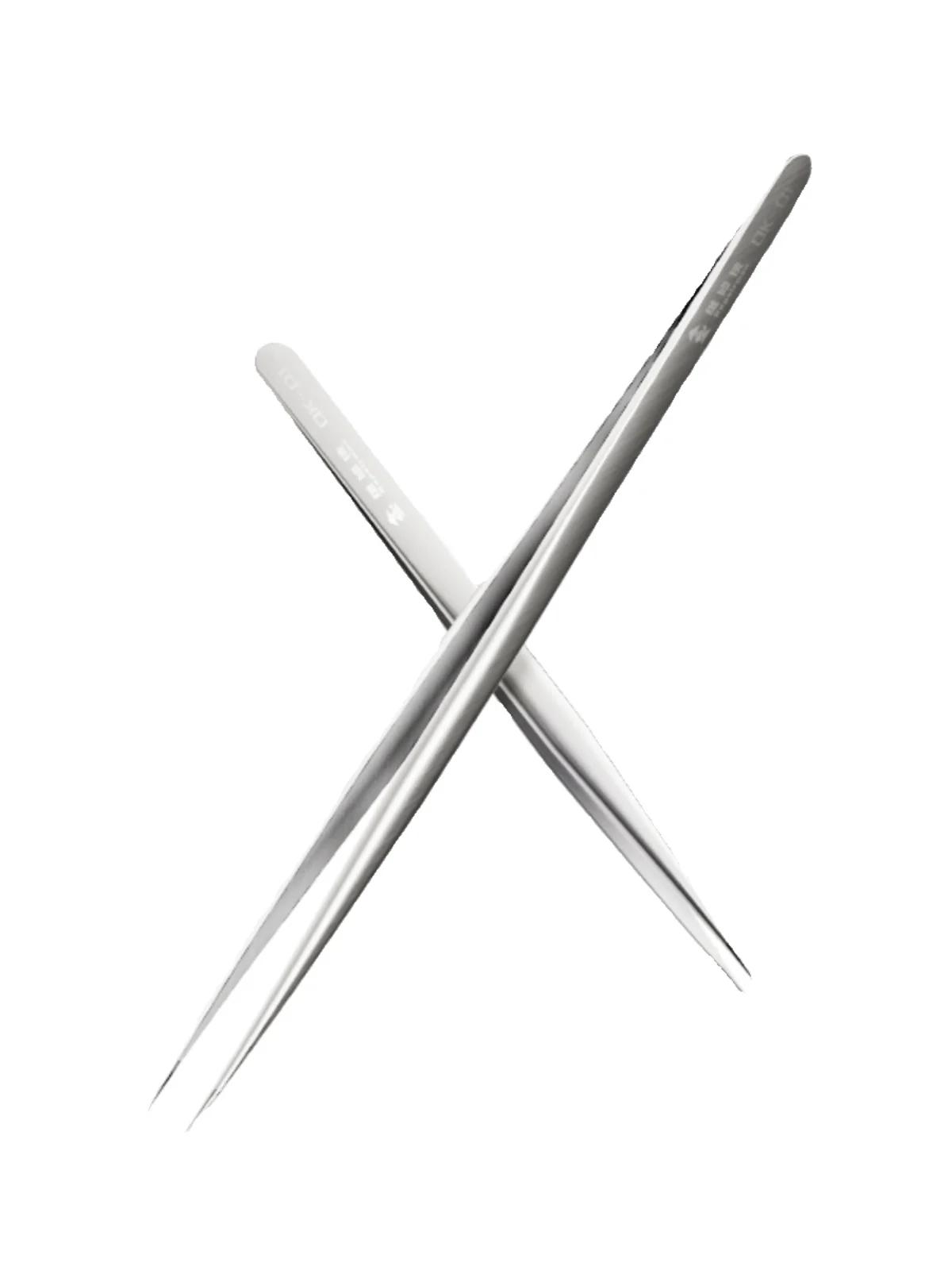 2pcs/lot YCS OK-01 Anti-static Precision Tweezers Set Pointed Curved Stainless Steel ESD Tweezer Electronics Repair Hand Tools 2pcs OK-01