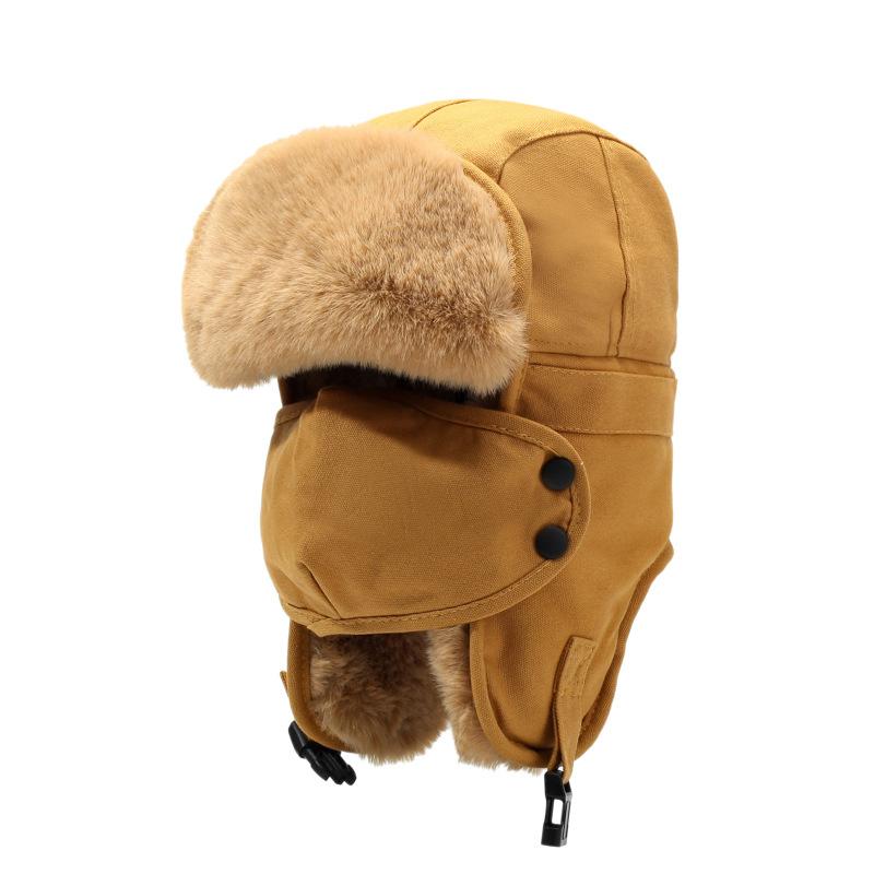 Winter Hat Men Women Bomber Hat with Mask Neck Protection Outdoor Hat Warm Hat Thick Driving Cold-Proof Hat