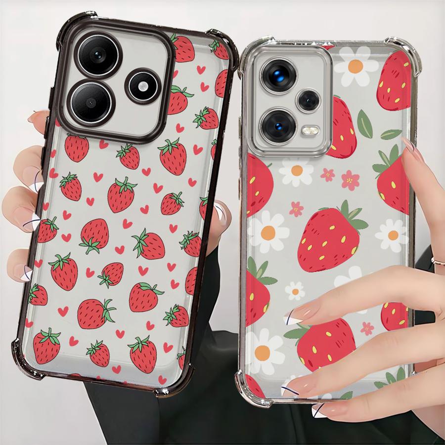 Cartoon Strawberry Pattern Phone Case for Redmi Note 12 Pro 14 10 Pro 11 10 Lite 10s 13 9Pro 11s 9S Soft Cover