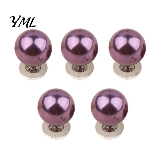 Removable Clothing Buttons 5Pcs Fake Pearl for Clothing, Decorative Brooch Pins, No Anti-exposure Women Sew Safety Pins Shirt Neckline Embellishment,