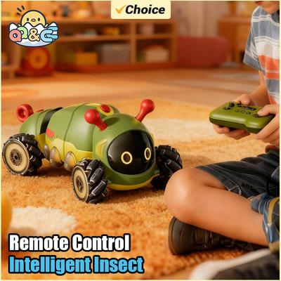 Non-Toxic Intelligent Remote Control Insect 4Wd Rc Stunt Car With Spray Light Radio Controlled Animals Electric Toys For Kids Gifts
