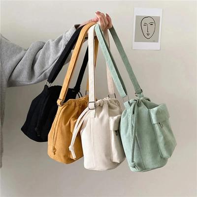 Borsa Donna Borsa a Spalla Media Stile Coreano Borsa a Secchiello Coulisse Casual Leggera Giovanile Borsa a Tracolla Vendita all'Ingrosso