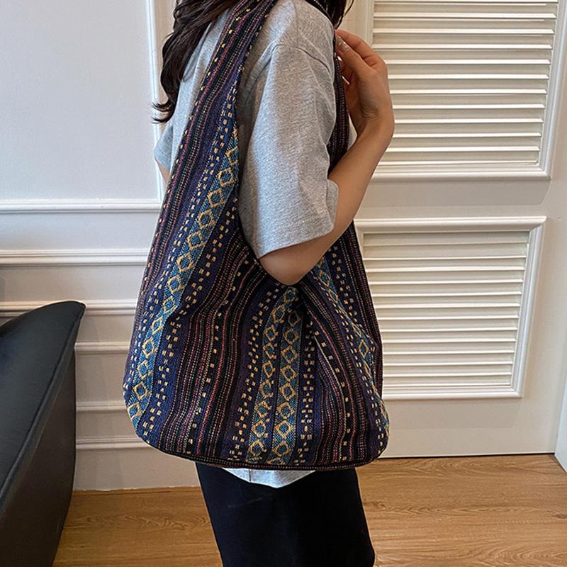 Vintage Printed Women's Shoulder Crossbody Bag New Popular Large Capacity Minimalist Contrast Color Tote Bag