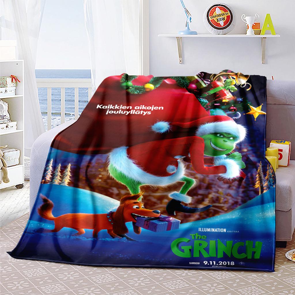 Christmas Gift Comedy Movie How the Grinch Stole Christmas blanket home warming, four season bed decoration sofa cover flannel throwing blanket K23