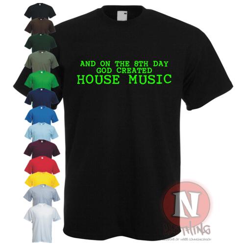 On The 8th Jour Dieu Crée Maison T-Shirt Dj Musique Club Festival Rave Vinyle