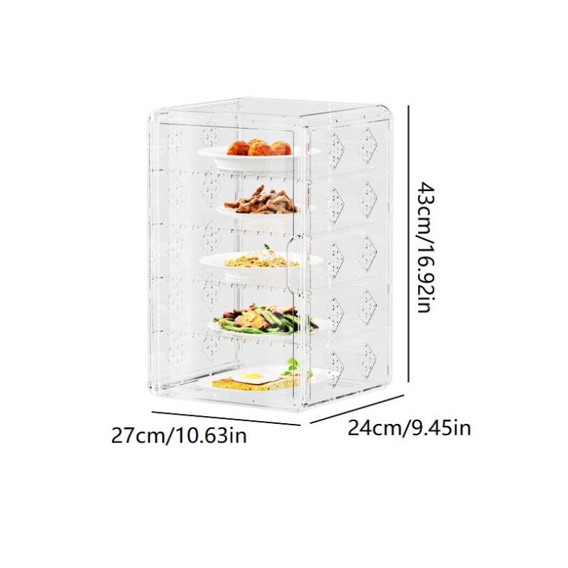 Multilayer Thermal Insulation Food Cover, Transparent Freshkeeping Storage Container With Dustproof Design For Kitchen
