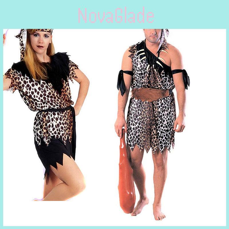 Adult Primitive Cosplay Costume Featuring Funny Leopard Print For Stage Performance