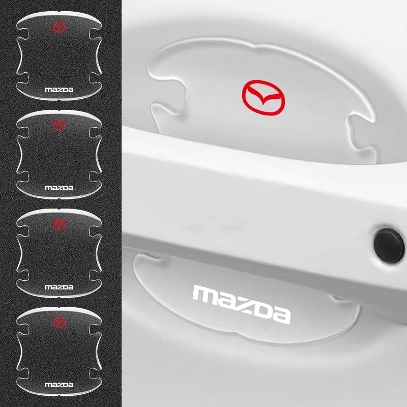 4pcs Transparent Car Door Handle Bowl Sticker for Mazda 3 Mazda6 Premacy Logo Axela Atenza CX4 CX3 CX7 CX5 CX9 CX30 RX8 RX7 RX5