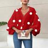 2026 New Fashion Casual Women's Polka Dot Loose Bubble Long Sleeve Loose Top