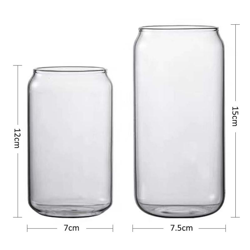 Cola Dosenförmiger Glasbecher Transparentes Glas Kaffeetasse Bubble Tea Becher Saft Milch Trinkbecher Bar Cocktail Bierglas 400ml/550ml