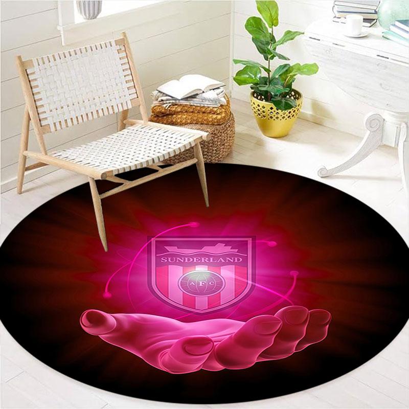 Sunderland Association Football Club Round Area Rug,Carpet Rug for Living Room Bedroom Sofa Playroom Decor,Non-slip Floor Mat