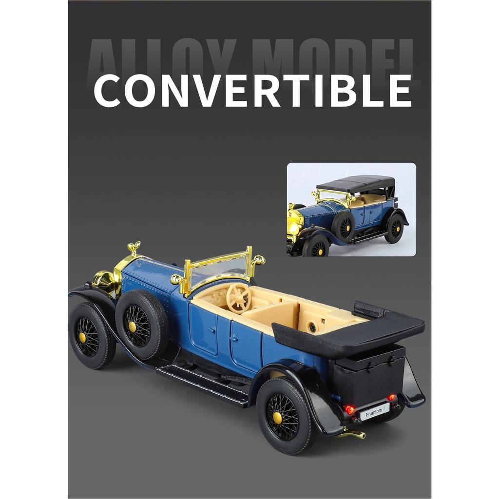 1/32 Rolls-Royce Phantom I Alloy Classic Old Car Model Metal Retro Luxy Vehicles Car Model Sound Light Simulation Kids Toys Gift