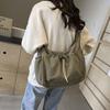 Solid Color Drawstring Tote Bag Elastic Rope Pleated Shoulder Bag New Nylon Crossbody Bag  School