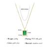 Women's Trendy Square Zircon Crystal Sugar Cube Pendant 18K Gold Plated Stainless Steel Link Chain necklace