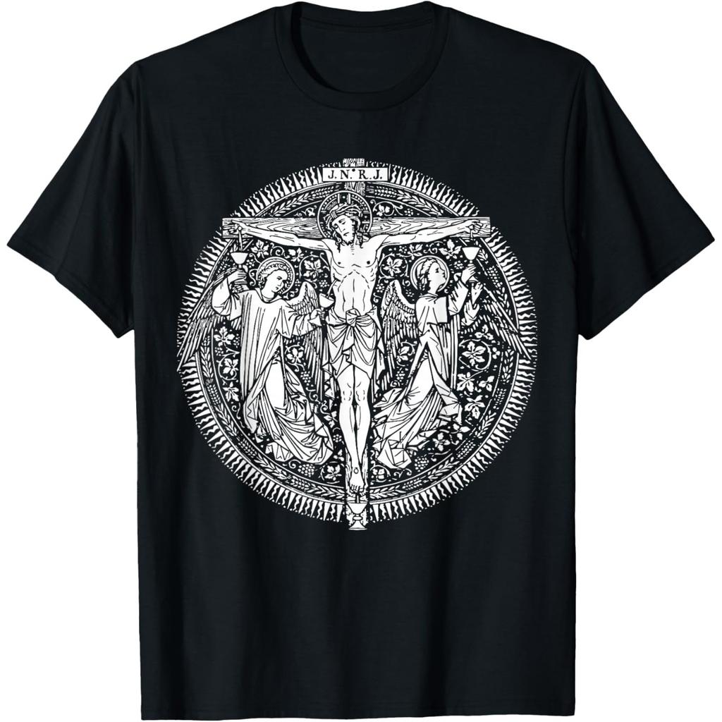 Precious Blood Jesus Christ Crucifixion Graphic Men's Cotton T-Shirt Casual Round Neck Tee