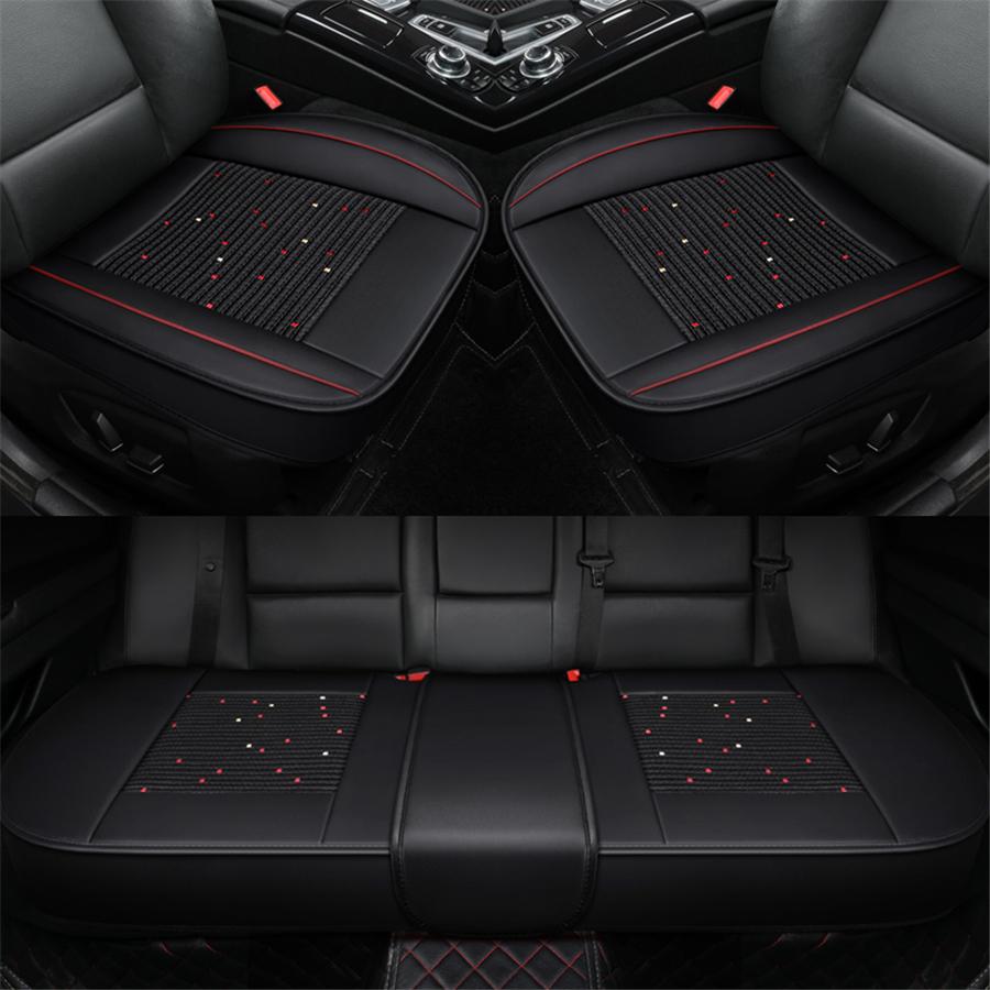 Universal 3Pcs Front Rear Flax Car seat cushion Cover 3D Full surrounded four se