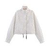 Damen Tupfen Jacke Shorts Set 2025 Herbst Streetwear Lockerer Schnitt Rundhalsausschnitt Langarm Einreihiger Mantel