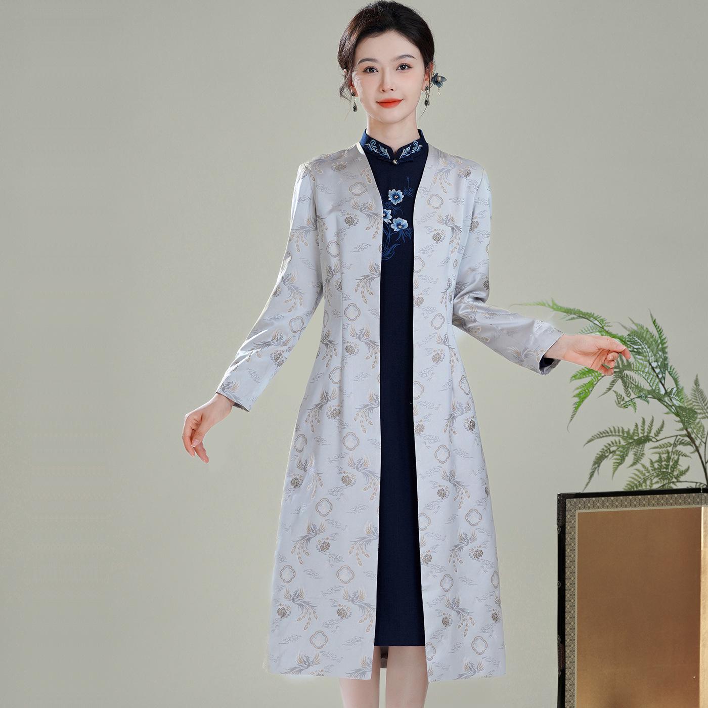 

Showguan 2025 Autumn/Winter Women s Trench Coat: Modern Chinese Tang Suit Qipao Style 3XL різнокольоровий