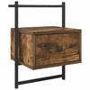 Wall Mounted Nightstand Smoked Oak Finish 35 x 30 x 51 cm Engineered Wood