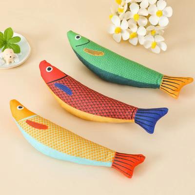 Jouet pour Chat Saury Herbe à Chat Poisson Simulation 3D Poisson Rouge Jouets pour Chaton Poisson Coussin Sonore Interactif Chat Mâcher Morsure Jouet en Peluche Fourniture pour Chat