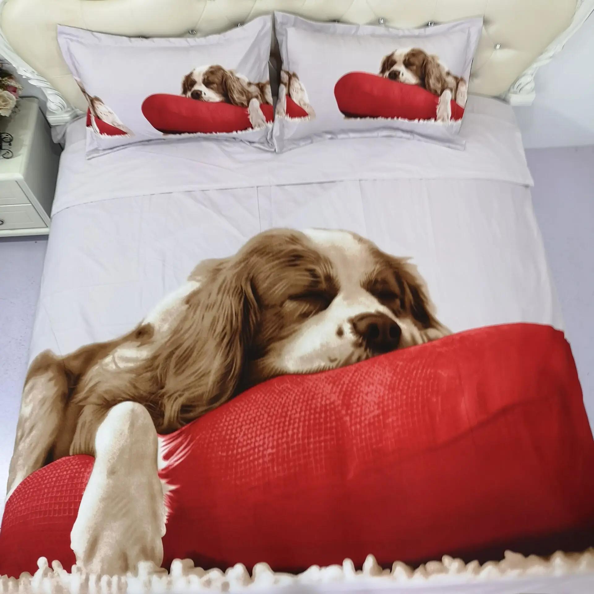 

3D Print Pet Dog Bed Linen Sets for Girl Duvetcover&2pcs Pilowcase Super Soft Comfortable Carton Children Kids Bed Quilts Cover Set 2/3 Pcs 100*200cm Single