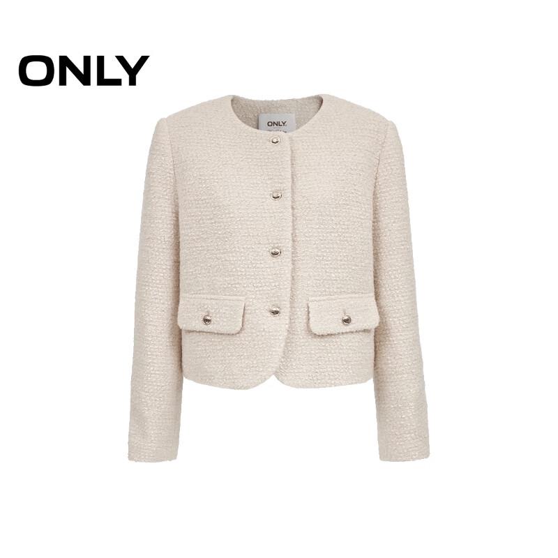 ONLY Women's Elegant Tweed Wool Blend Coat