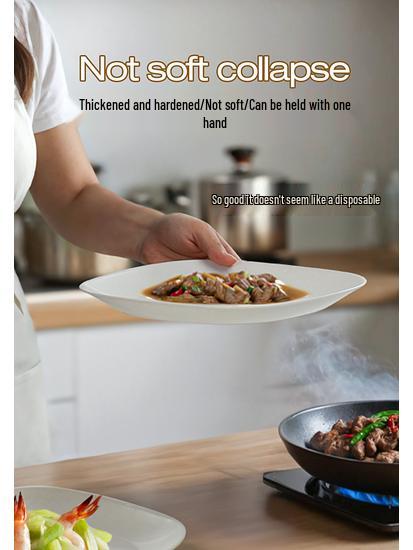 Large Round Disposable Dinner Plate - Thickened Rice Husk, Food-Grade, Ideal for Weddings & New Year Celebrations