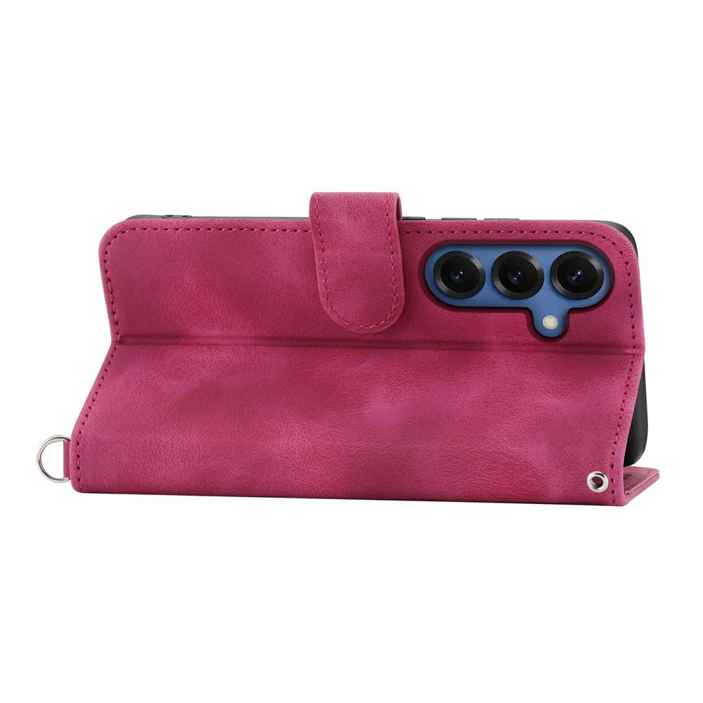 For Samsung Galaxy S26+ Case Flower Pattern PU Leather Wallet Phone Cover with Strap